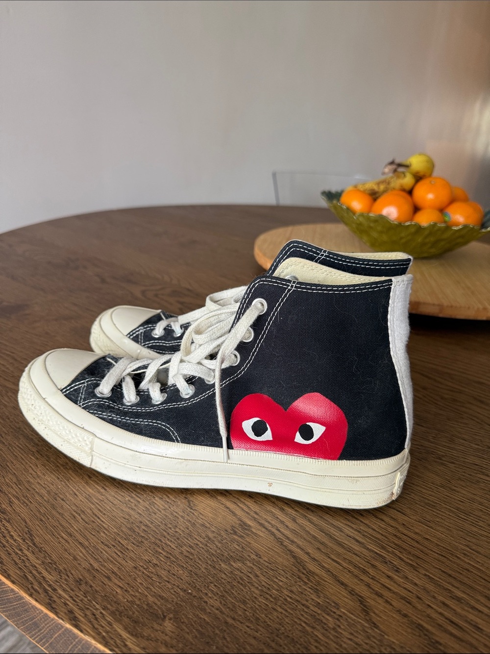 Comme des Garcons PLAY Black High-Top Sneakers with Red Heart